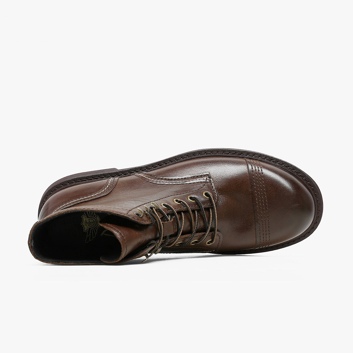 Desai Simple Lace Up High Top Motorcycle Boots in Genuine Leather with Slip Resistant and Durable Sole DS6521H