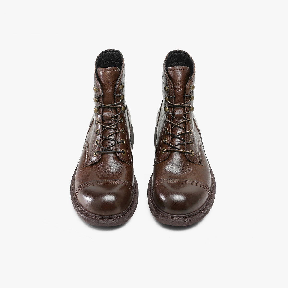 Desai Simple Lace Up High Top Motorcycle Boots in Genuine Leather with Slip Resistant and Durable Sole DS6521H