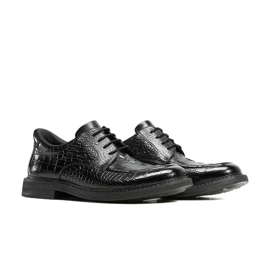 DESAI Crocodile Texture Slip-On Leather derby Shoes Durable Sole DS6523