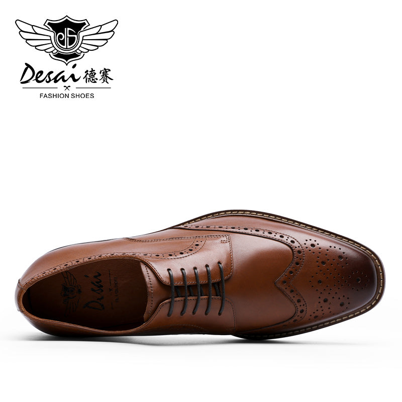 Desai Men Derby handmade leather shoes Casual dress shoes top cowhide leather shoes DS6737