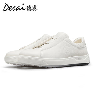 Desai Shoes Men's Summer Thick Sole Lightweight Soft Sole Sports Shoes Breathable Casual Board Shoes Men's Genuine Leather Small White Shoes DS3078