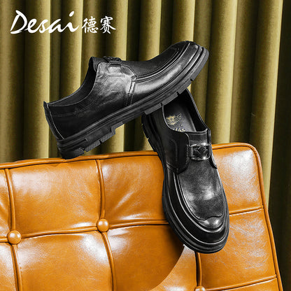 Desai Loafers Men's Bean Shoes Men's Leather Business Shoes Soft Soled Casual Leather Shoes England Slip-on Men's Shoes DS6007