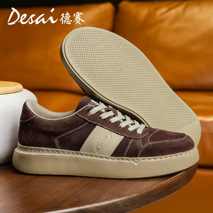 Desai Thick Sole Board Shoes for Men's Summer New Genuine Leather Lightweight Casual Shoes Retro Versatile Breathable Sports Men's sneakers DS3007