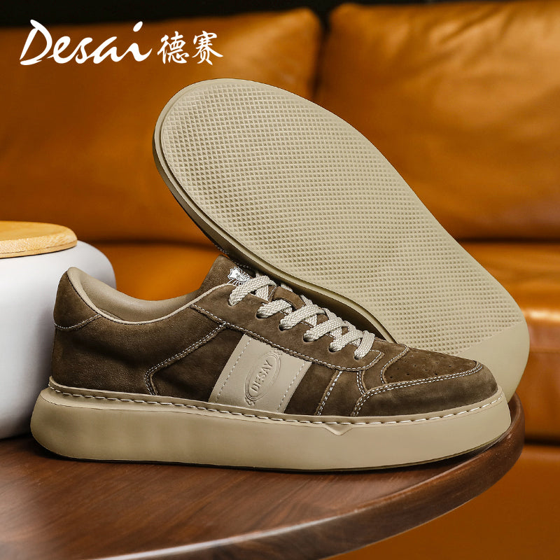 Desai Thick Sole Board Shoes for Men's Summer New Genuine Leather Lightweight Casual Shoes Retro Versatile Breathable Sports Men's Shoes DS3007