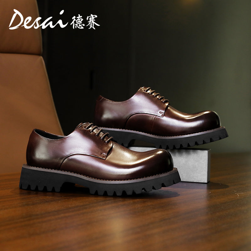 Desai men's casual leather shoes 2024 new summer leather breathable Derby shoes British business elevating leather shoes for men DS6025