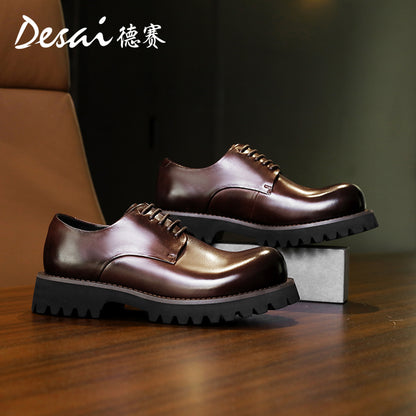 Desai men's casual leather shoes 2024 new summer leather breathable Derby shoes British business elevating leather shoes for men DS6025