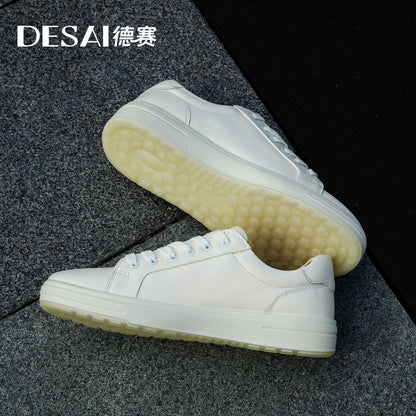 Desai men's small white sneakers men's autumn casual shoes with light leather men's board shoes thick soles increase men's shoes DS9519