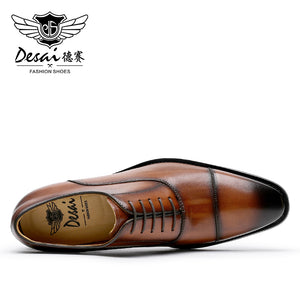 Desai Formal Dress Triple Joint Oxfords Office Genuine Leather Wedding Lace Up Spring For Men 8988