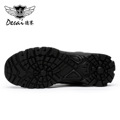 Desai Men Casual Shoes Real Leather Sneakers Without Laces Up Breathable Low Heel Four Season Use Waterproof Material DS2351