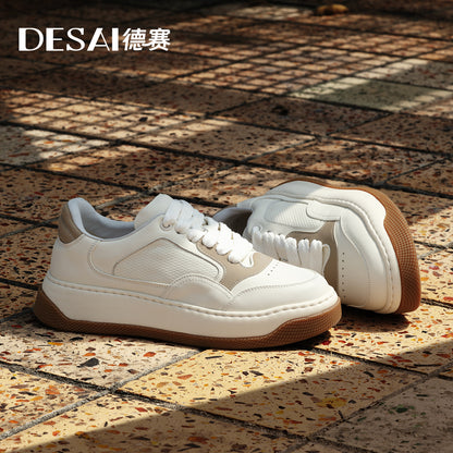 DESAI Full Grain Leather Men Shoes Soft Thick Bottom Casual Sneaker For Men Business Work Breathable Sneakers New Arrival DS3399