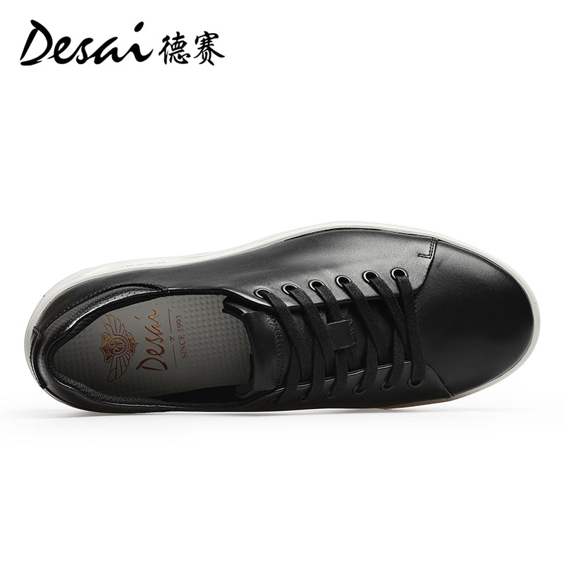 Desai Men's Shoes Summer Leather Breathable Shoes Men's Thick Sole Lightweight Casual Shoes Men's Soft Sole Versatile Men's Board Shoes DS3035