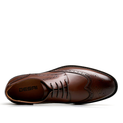 Desai Business Dress men's shoes English carved Derby shoes simple fine leather leather and wing tips OS6031