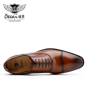 Desai Formal Dress Triple Joint Oxfords Office Genuine Leather Wedding Lace Up Spring For Men 8988