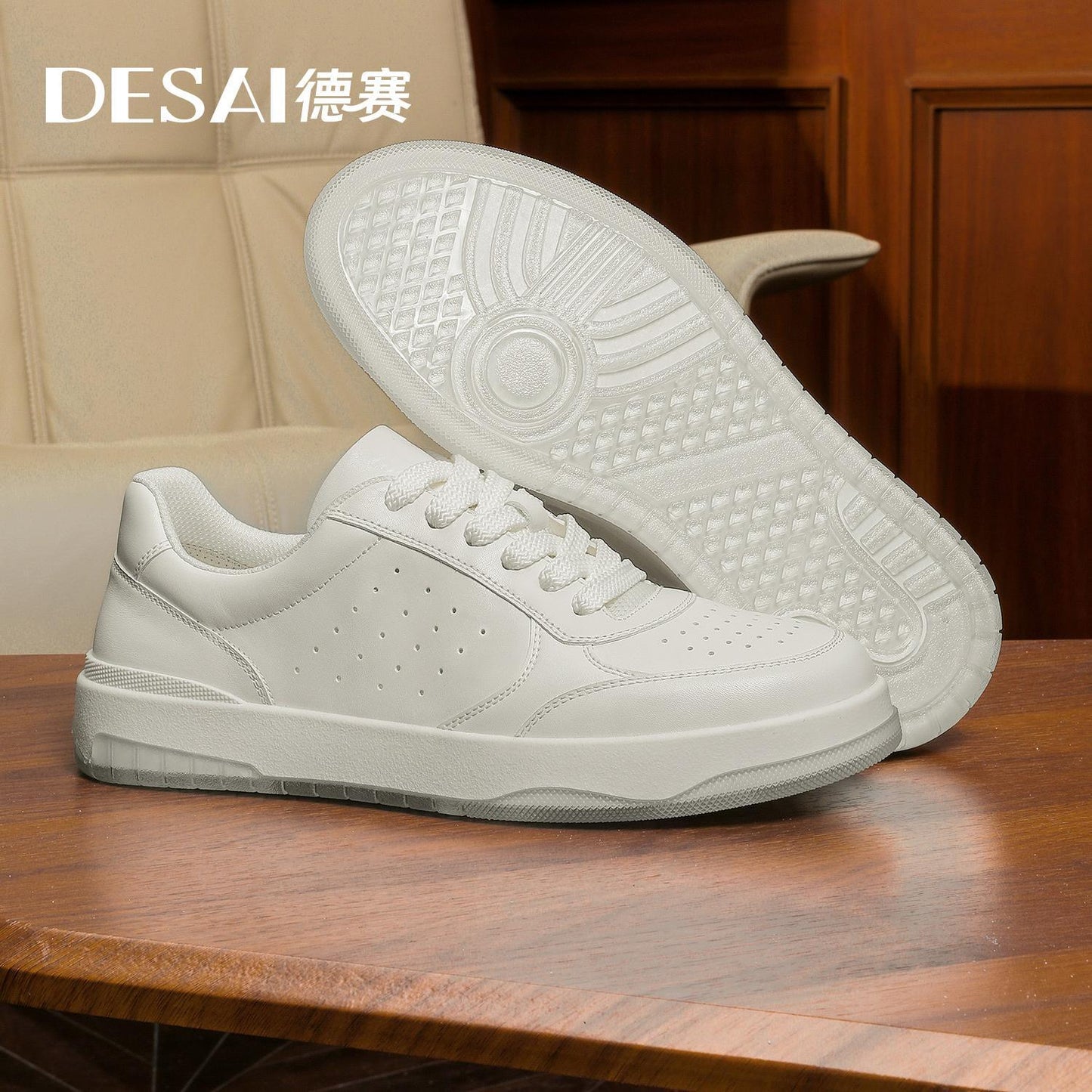 Desai board shoes breathability leather shoes casual fashion Wild whit  DS3579