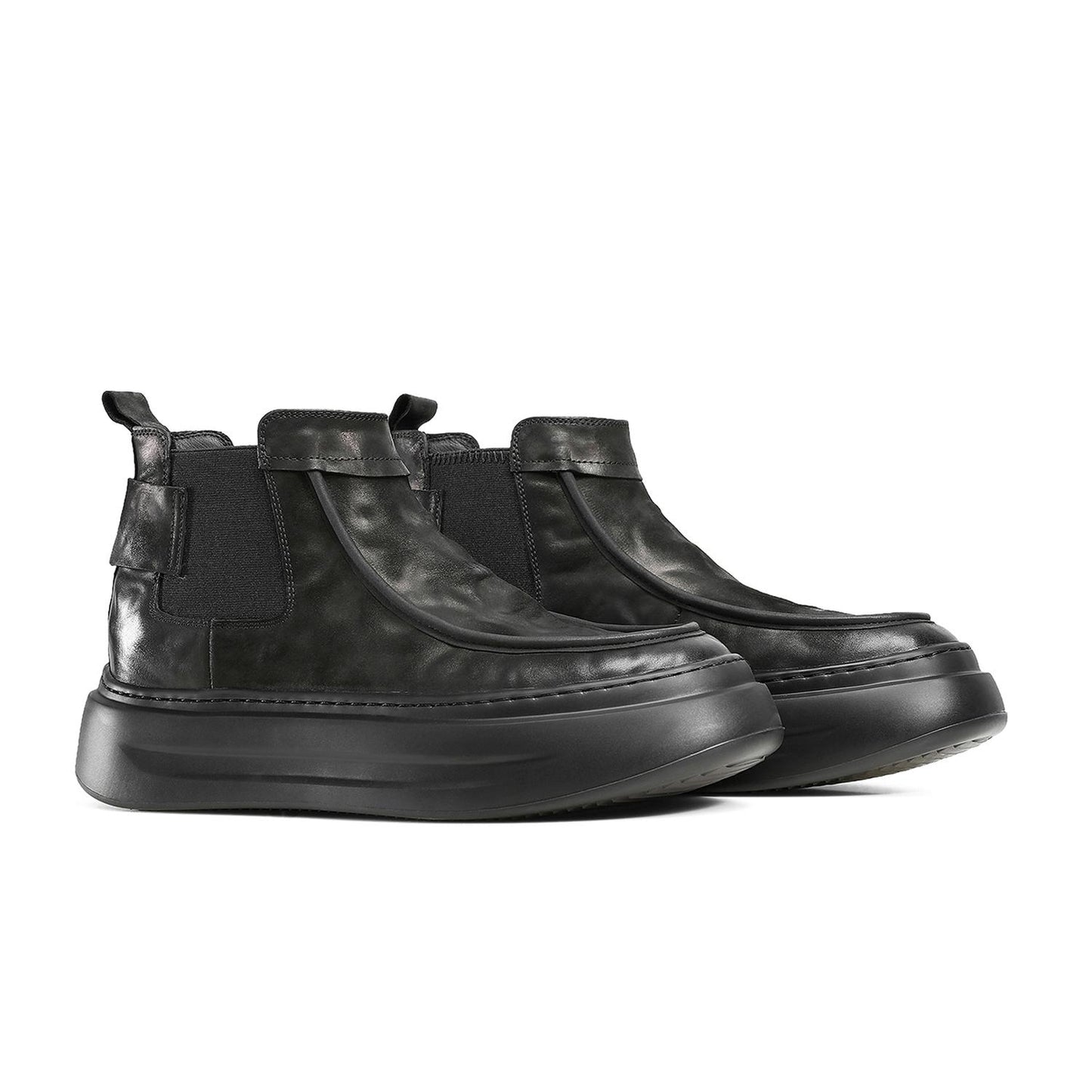 DESAI Men's Simple Slip On Boots with Genuine Leather Thick Sole and Retro Casual Style DS6520H