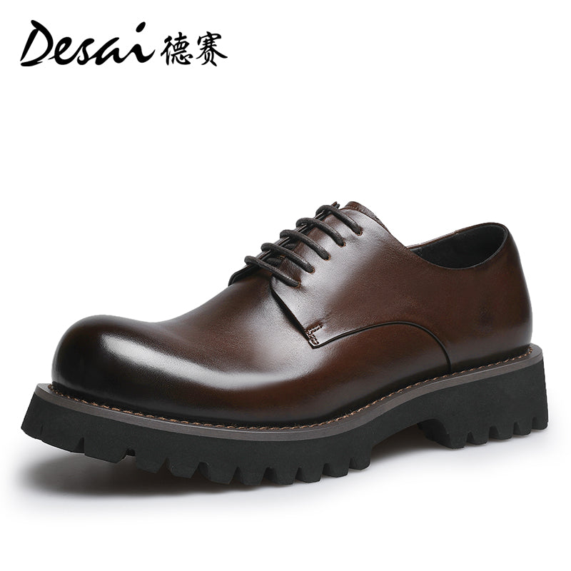 Desai men's casual leather shoes 2024 new summer leather breathable Derby shoes British business elevating leather shoes for men DS6025