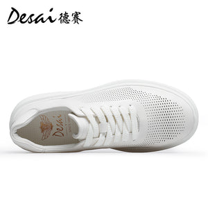 Desai Shoes Men's 2024 Summer Breathable Little White Shoes Men's Genuine Leather Lightweight Sports Shoes Thin Men's Casual Shoes DS3072