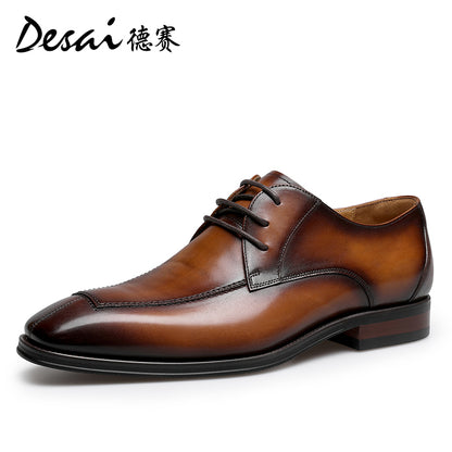 Desai leather shoes men's business formal Derby shoes summer new thick soles increase shoes leather breathable casual leather shoes DS6023