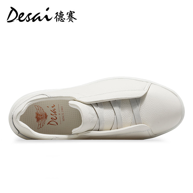 Desai Shoes Men's Summer Thick Sole Lightweight Soft Sole Sports Shoes Breathable Casual Board Shoes Men's Genuine Leather Small White Shoes DS3078