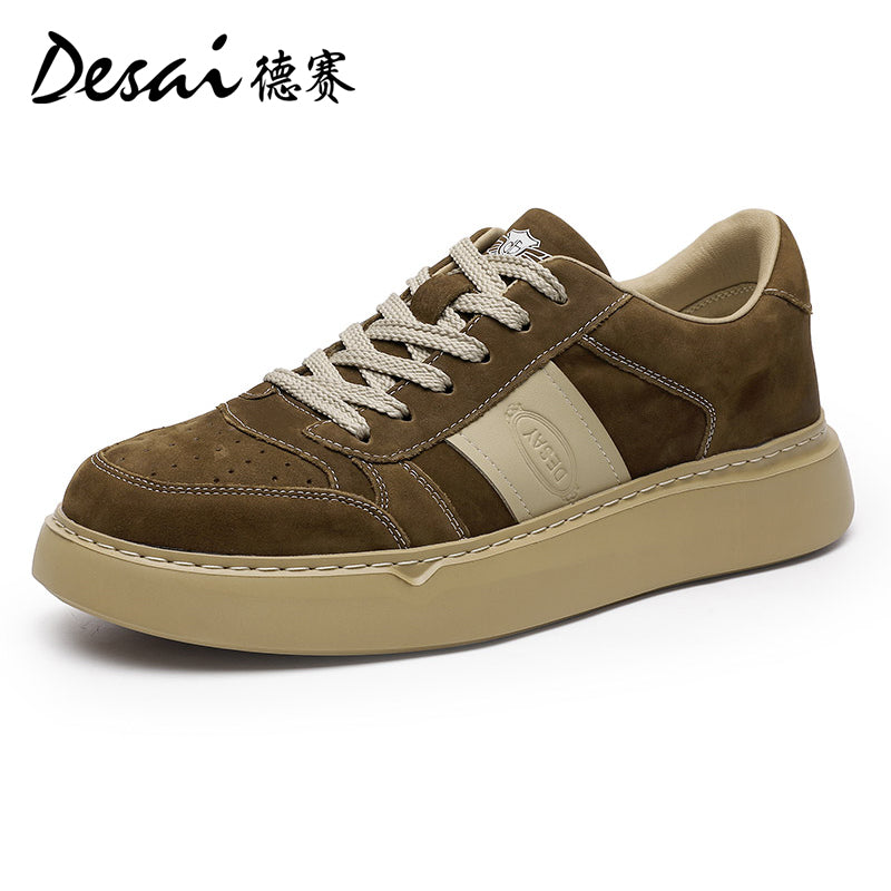 Desai Thick Sole Board Shoes for Men's Summer New Genuine Leather Lightweight Casual Shoes Retro Versatile Breathable Sports Men's Shoes DS3007