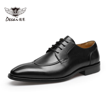 Desai [High luxury South African calf] British business dress Derby shoes men's leather polishing manual leather shoes men DS6038