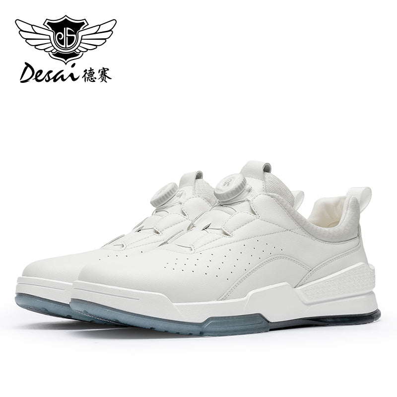 Desai Casual Board Shoes, Men's Thick Soles, Anti Slip And Wear-Resistant Sports Running Shoes, Men's Leather Breathable and Comfortable Small White Shoes DS33131