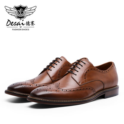 Desai New Arrivals Men Business Dress Shoes Genuine Leather Brock Retro Gentleman Shoes Formal Carved Brogue Shoes Men DS6737