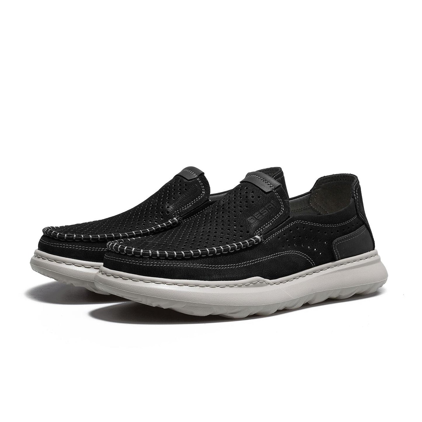 DESAI slip-on shoes genuine leather breathable comfortable lightweight soft sole versatile stylish casual shoes for men DS3576