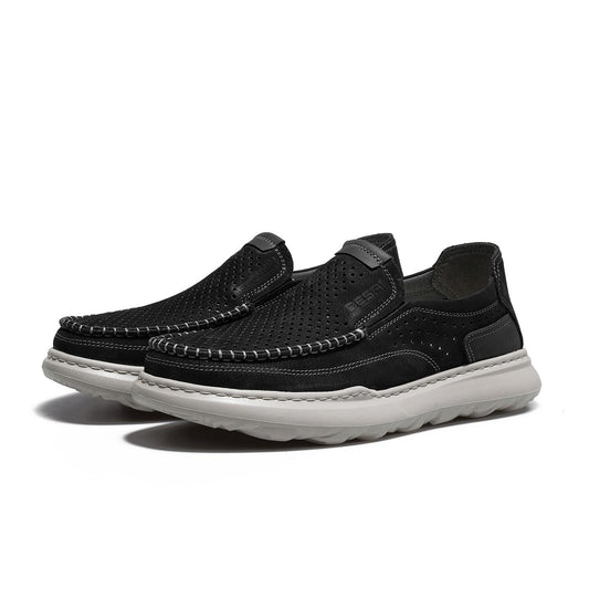 DESAI slip-on shoes genuine leather breathable comfortable lightweight soft sole versatile stylish casual shoes for men DS3576