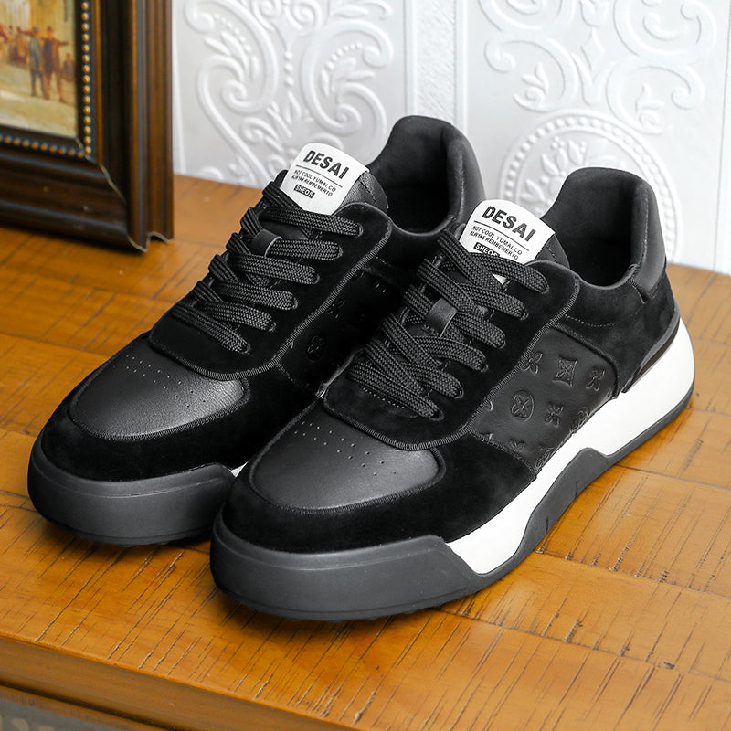 DS3321 DESAI Casual Leather Shoes Genuine Leather Thick Bottom Sneakers Laces Up  Breathable 2023