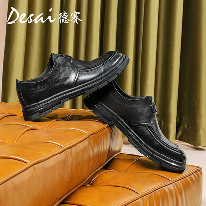 Desai Loafers Men's Bean Shoes Men's Leather Business Shoes Soft Soled Casual Leather Shoes England Slip-on Men's Shoes DS6007