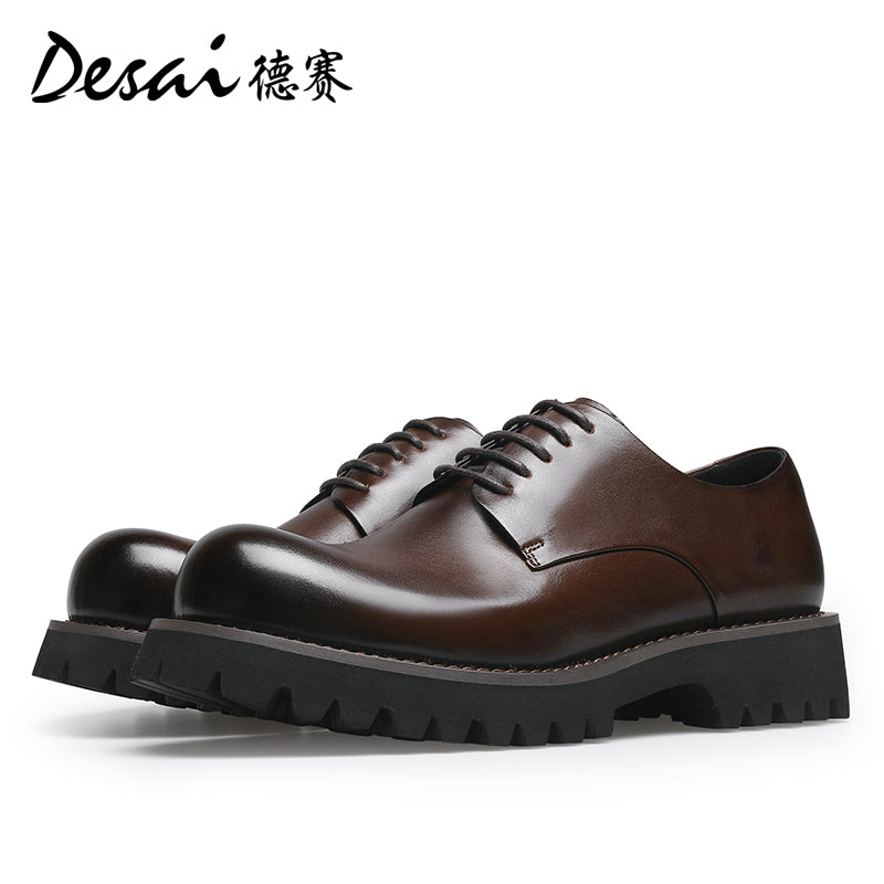 Desai men's casual leather shoes 2024 new summer leather breathable Derby shoes British business elevating leather shoes for men DS6025