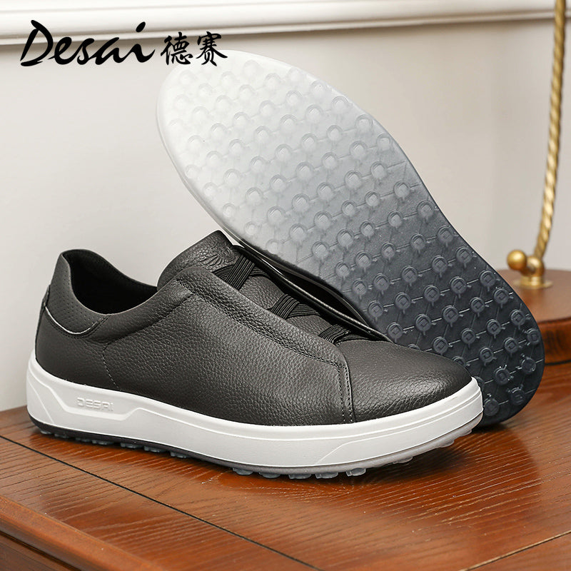 Desai Shoes Men's Summer Thick Sole Lightweight Soft Sole Sports Shoes Breathable Casual Board Shoes Men's Genuine Leather Small White Shoes DS3078