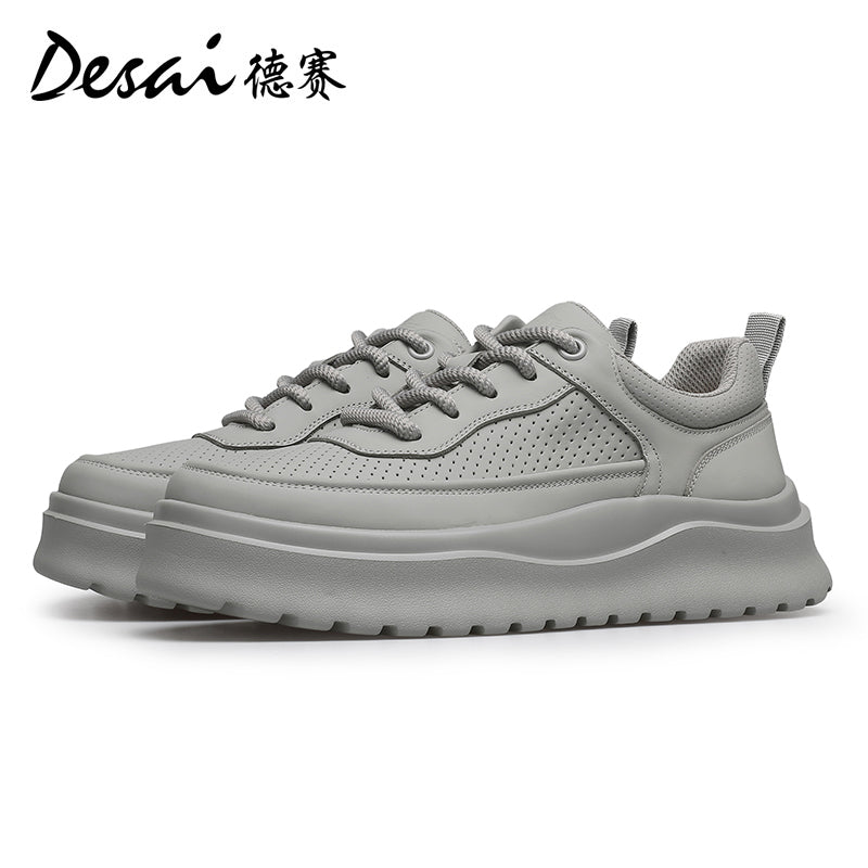 Desai men's sneakers autumn breathable perforated men's shoes thick soles increase casual shoes men's light all match board shoes DS3067