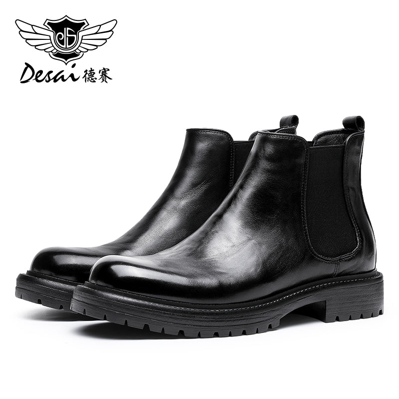 Desai men's shoes platform Chelsea boots Men's autumn and winter men's high top leather ankle boots trend with British leather boots DS6317H/HM