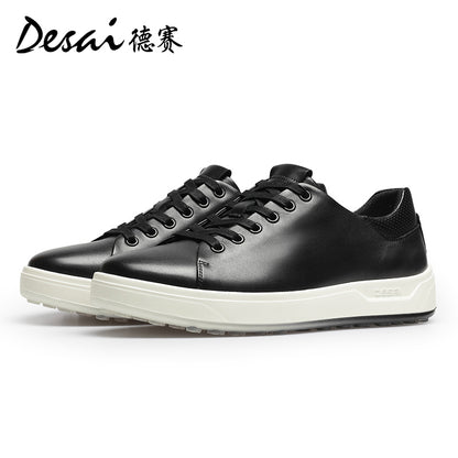 Desai Men's sneakers Summer Leather Breathable Shoes Men's Thick Sole Lightweight Casual Shoes Men's Soft Sole Versatile Men's Board Shoes DS3035