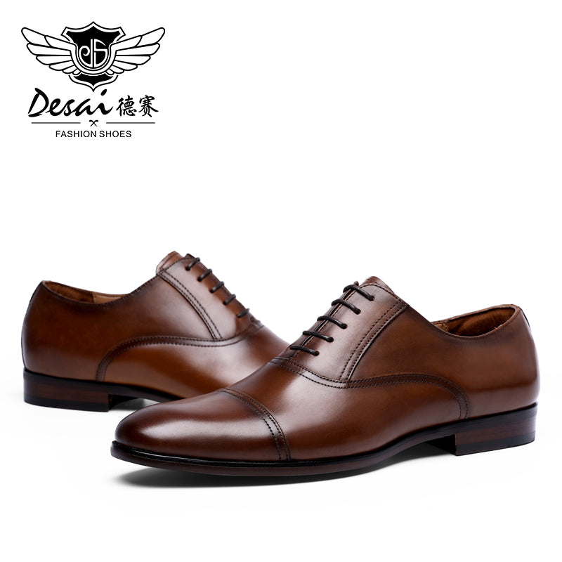 Desai Classic Oxford Dress Shoes Mens Formal Business Lace-up Full Grain Leather Shoes for Men OS201607