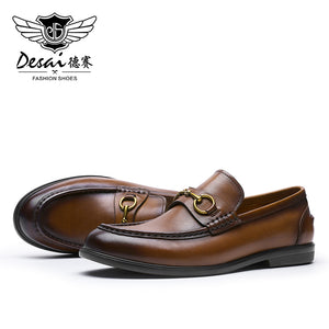 Desai Men Shoes Loafers spring and summer leather shoes one step on dress shoes DS1302