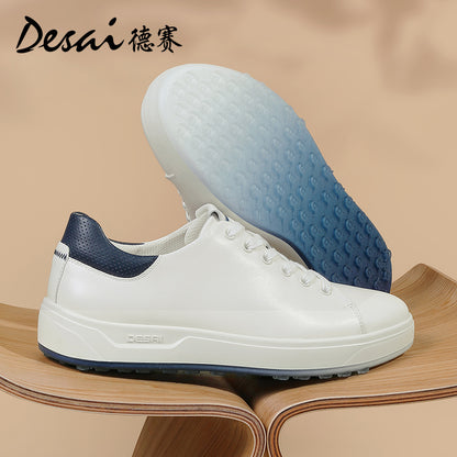 Desai Men's sneakers Summer Leather Breathable Shoes Men's Thick Sole Lightweight Casual Shoes Men's Soft Sole Versatile Men's Board Shoes DS3035