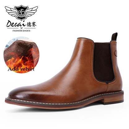 Desai Men's New Genuine Leather Chelsea boots one-step low-heeled suede boots British Retro Autumn/Winter DS867805H