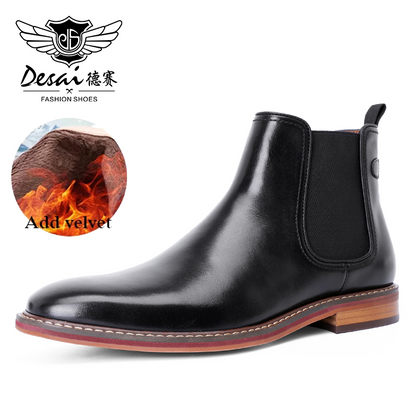 Desai Men's New Genuine Leather Chelsea boots one-step low-heeled suede boots British Retro Autumn/Winter DS867805H