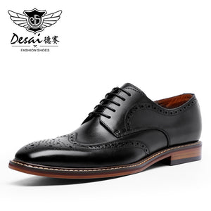 Desai Men Derby handmade leather shoes Casual dress shoes top cowhide leather shoes DS6737