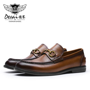 Desai Men Shoes Loafers spring and summer leather shoes one step on dress shoes DS1302