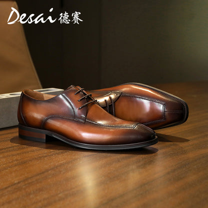 Desai leather shoes men's business formal Derby shoes summer new thick soles increase shoes leather breathable casual leather shoes DS6023