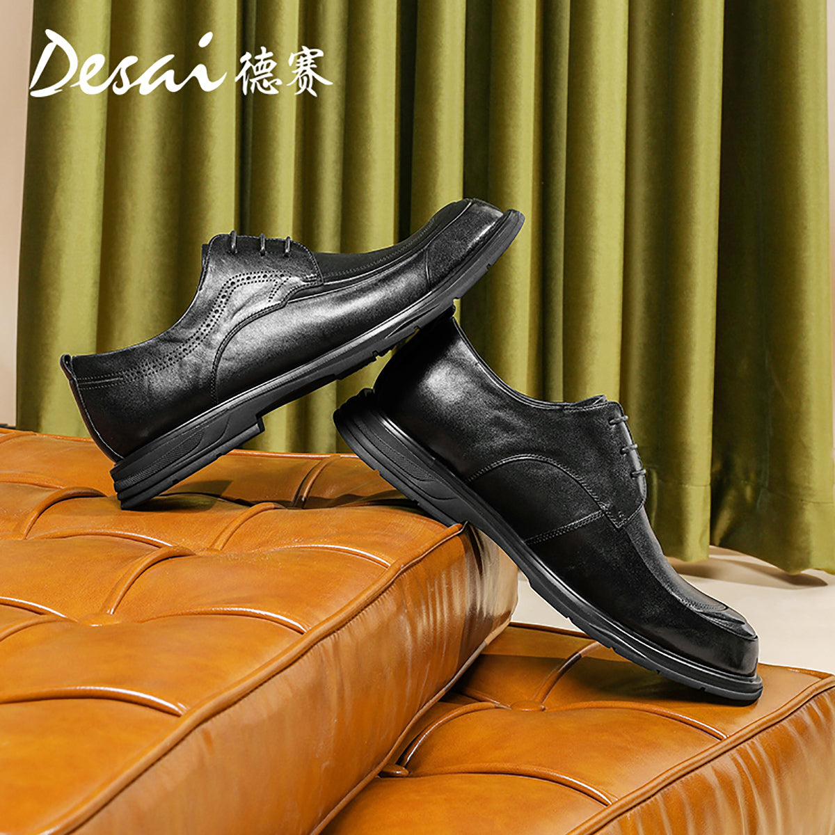 DESAI Business Work Brand Shoes Men Formal Soft Genuine Leather Official Black Shoes Derby New Fashion DS6008