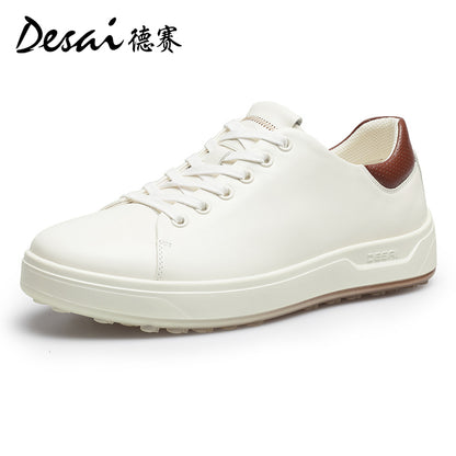 Desai Men's sneakers Summer Leather Breathable Shoes Men's Thick Sole Lightweight Casual Shoes Men's Soft Sole Versatile Men's Board Shoes DS3035