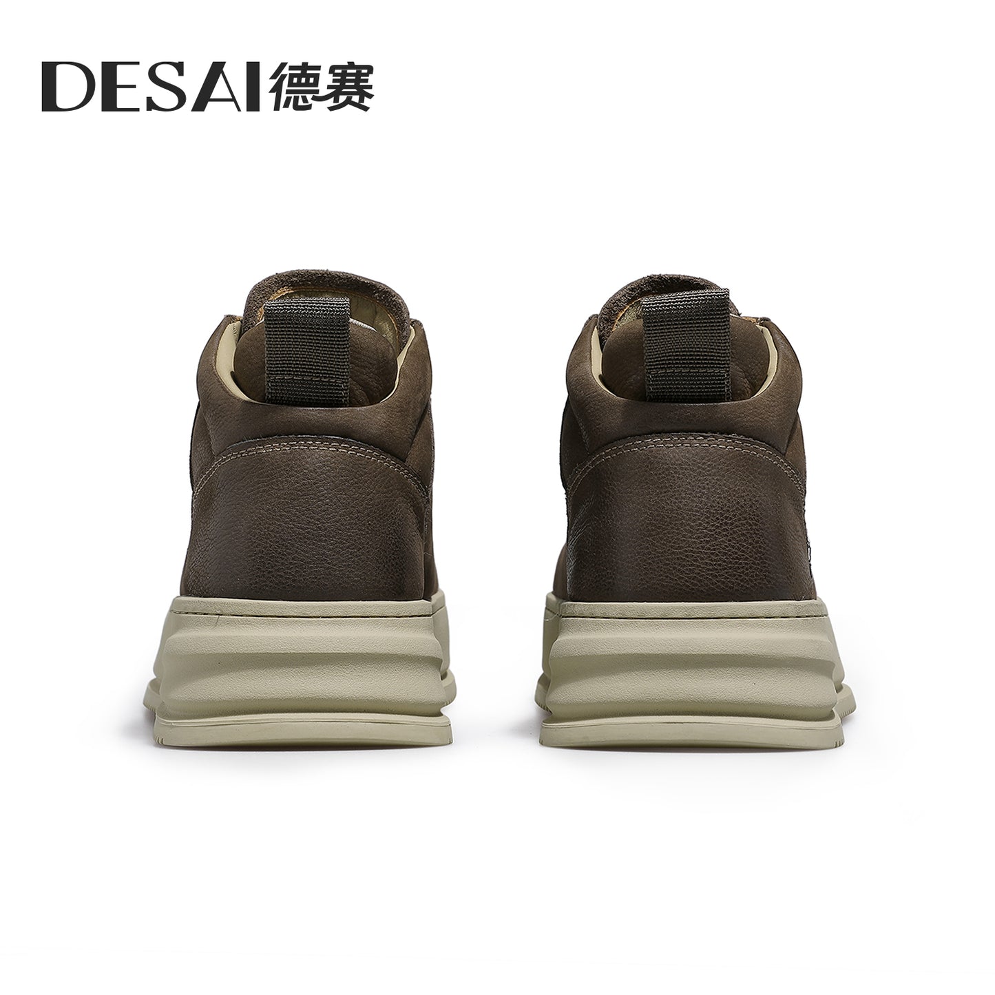 Desai [Vintage work shoes] Men's shoes Autumn and winter warm elevating board shoes men's casual leather high top Sneakers DS30160H