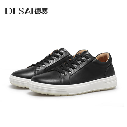 Desai men's small white sneakers men's autumn casual shoes with light leather men's board shoes thick soles increase men's shoes DS9519