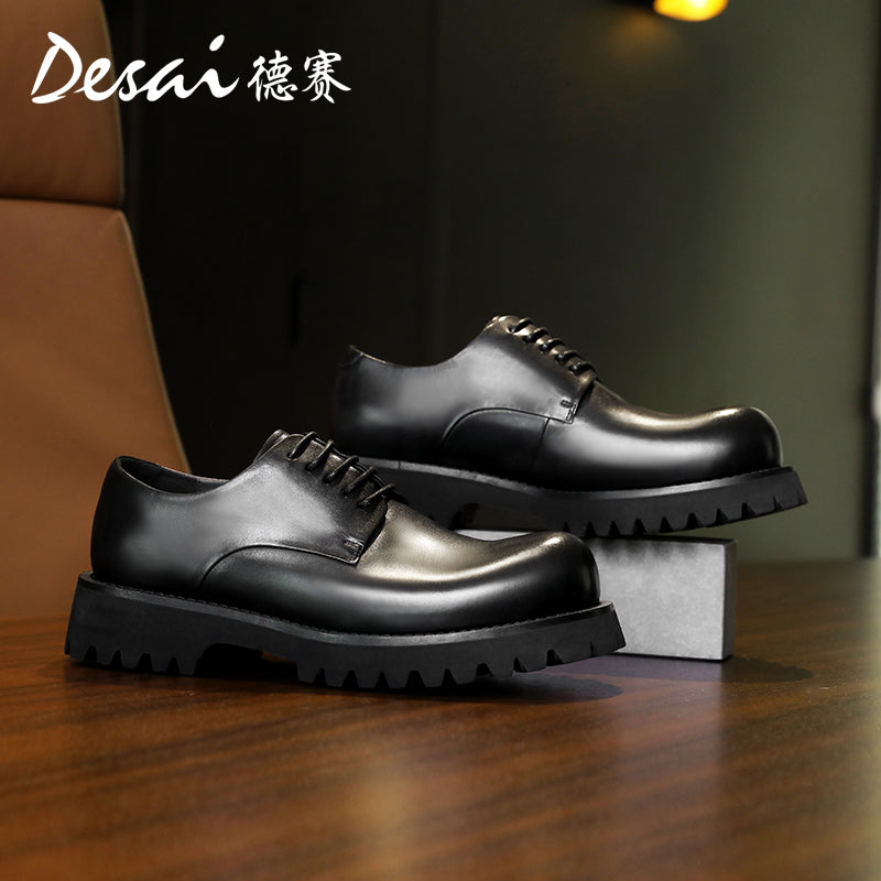 Desai men's casual leather shoes 2024 new summer leather breathable Derby shoes British business elevating leather shoes for men DS6025