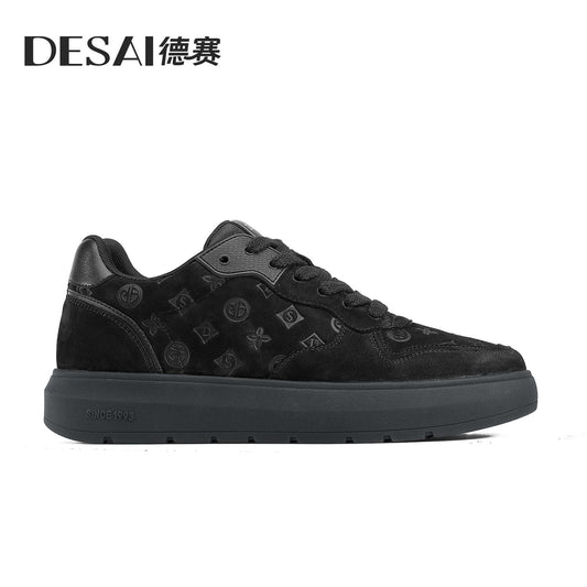 Desai Casual Skate Shoes Made from Genuine Cowhide fleece warm with Retro Design Lace Up Closure Versatile and Stylish winter shoes DS35136/M